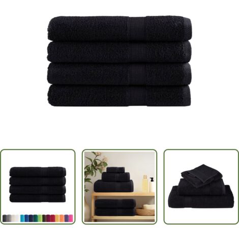 vidaXL Toalla de algodón -  Toallas premium SOLUND 4 unidades negro 100x200 cm 600 gsm