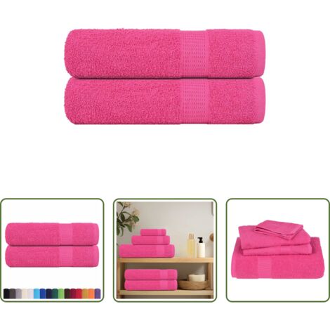 vidaXL Toalla de baño algodón -  Toallas de baño FROGN 2 uds rosa 100x150 cm 360 g/m²