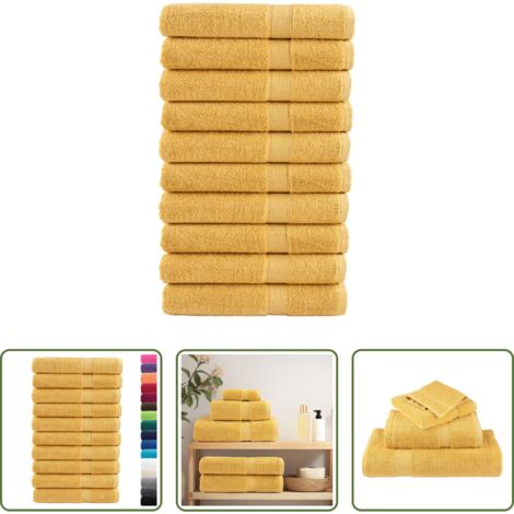 vidaXL Toalla de sauna dorada -  Toallas de sauna SOLUND 10 uds dorado 80x200 cm 600 gsm