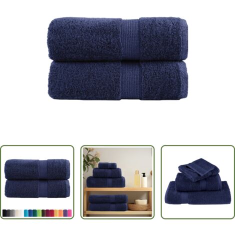 vidaXL Toalla facial -  Toallas de mano premium SOLUND, 2 uds, azul marino, 30 x 30 cm, 600 g/m²