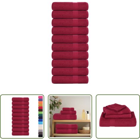 vidaXL Toallas absorbentes -  Toallas de baño FROGN 10 uds burdeos 100x150 cm 360 g/m²