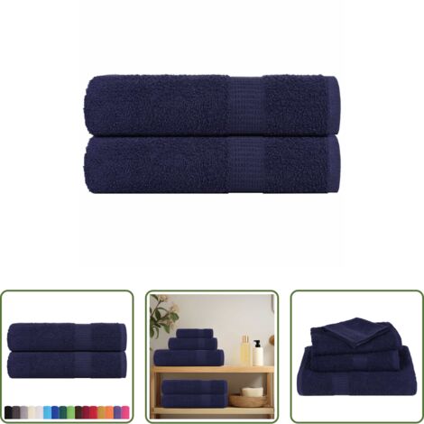 vidaXL Toallas de algodón -  Toallas de ducha FROGN 2 uds azul marino 70x140 cm 360 g/m²