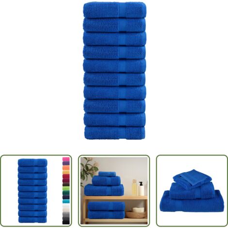 vidaXL Toallas de algodón -  Toallas de ducha SOLUND 10 uds azul 70x140 cm 600 gsm