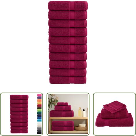 vidaXL Toallas de algodón -  Toallas de ducha SOLUND 10 uds burdeos 70x140 cm 600 gsm