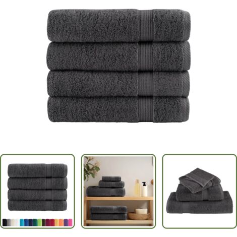vidaXL Toallas de algodón -  Toallas de ducha SOLUND 4 uds antracita 70x140 cm 600 gsm