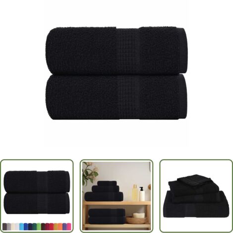 vidaXL Toallas de algodón -  Toallas de invitados FROGN 2 uds negro 30x50 cm 360 g/m²