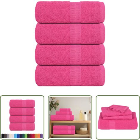vidaXL Toallas de algodón -  Toallas de invitados FROGN 4 uds rosa 30x50 cm 360 g/m²