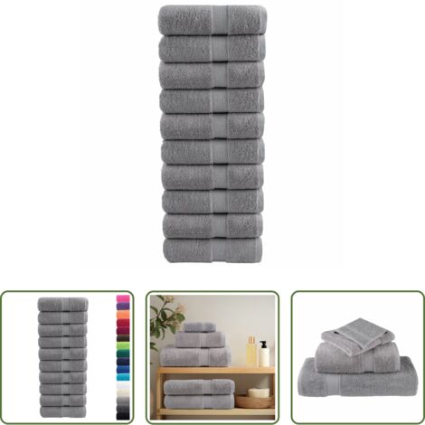 vidaXL Toallas de algodón -  Toallas de invitados SOLUND 10 uds gris 30x50 cm 600 gsm