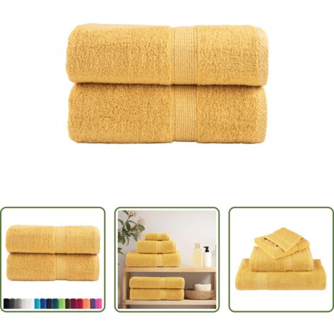 vidaXL Toallas de algodón -  Toallas de invitados SOLUND 2 uds dorado 30x50 cm 600 gsm