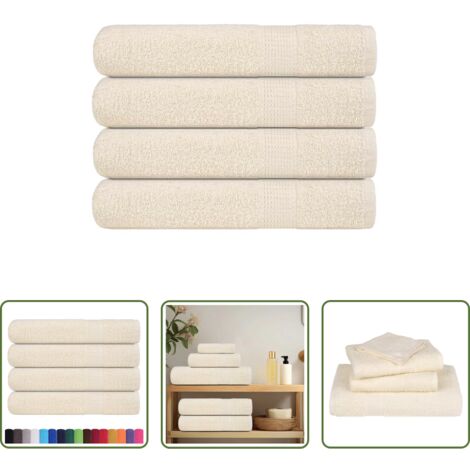 vidaXL Toallas de algodón -  Toallas FROGN 4 uds crema 100x200 cm 360 g/m²