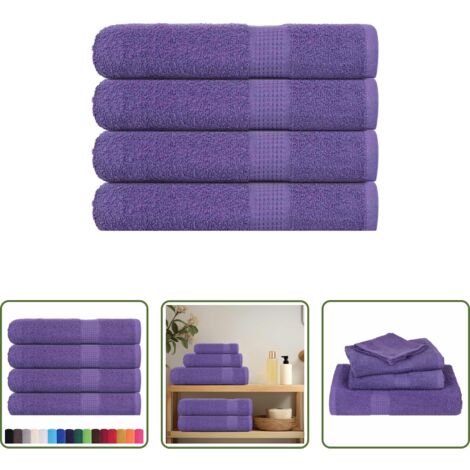 vidaXL Toallas de algodón -  Toallas FROGN 4 uds morado 100x200 cm 360 g/m²