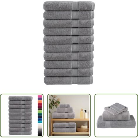 vidaXL Toallas de algodón -  Toallas premium SOLUND 10 uds gris 100x200 cm 600 gsm