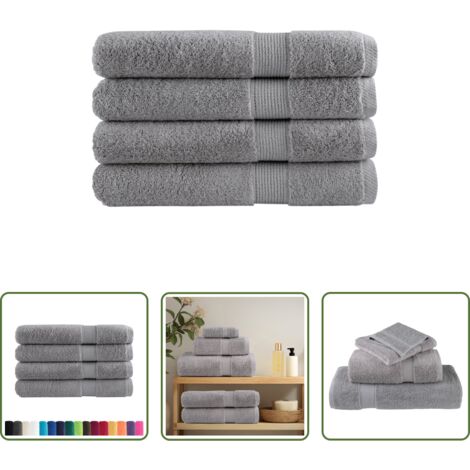 vidaXL Toallas de algodón -  Toallas premium SOLUND 4 uds gris 100x200 cm 600 gsm