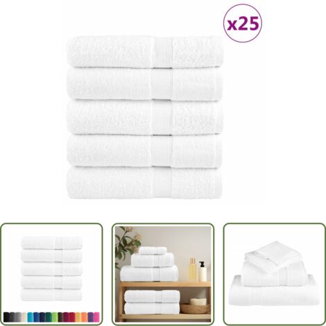 vidaXL Toallas de baño blancas -  Toallas de baño SOLUND 25 uds blanco 100x150 cm 600 gsm