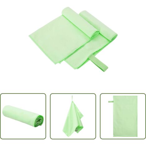 vidaXL Toallas de poliéster -  Toallas Deportivas 2 pcs Verde 50 x 30 cm Poliéster y Poliamida