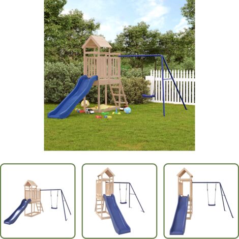 vidaXL Tobogán infantil -  Parque infantil de exterior madera maciza de pino