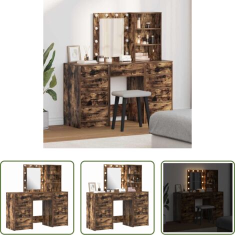 vidaXL Tocador con cajón -  Mesa de tocador con cajón 3 pcs Marrón 40 x 41 x 135 cm