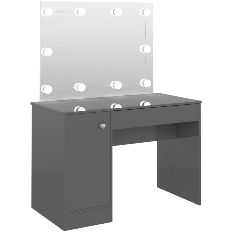 

vidaXL Tocador con luces LED MDF gris brillo 110x55x145 cm - Gris