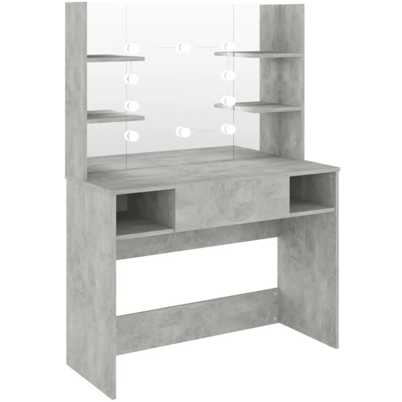 

vidaXL Tocador con luces LED MDF gris hormigón 100x40x135 cm - Gris