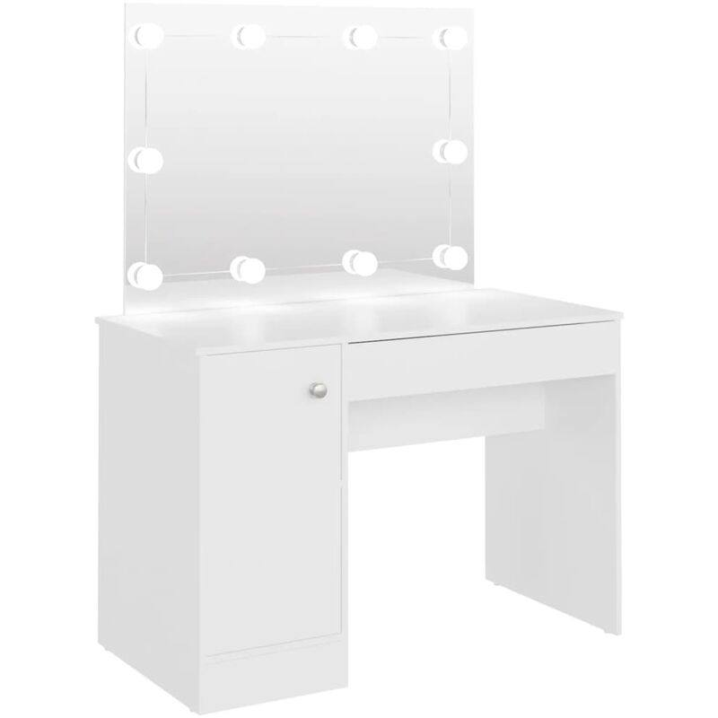 

vidaXL Tocador de maquillaje con luces LED MDF blanco 110x55x145 cm - Blanco