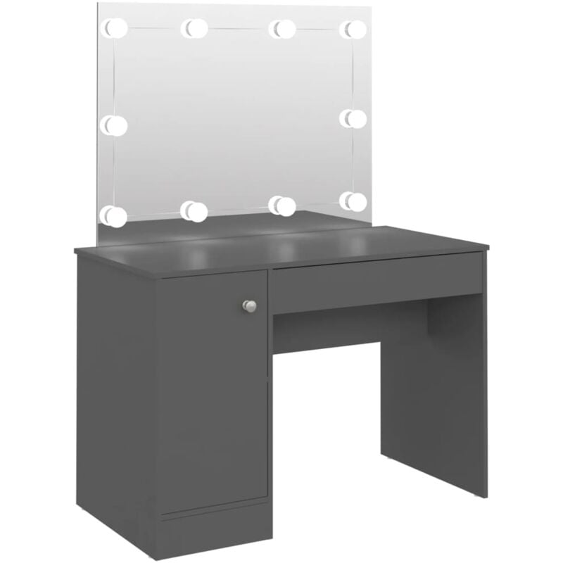 

vidaXL Tocador de maquillaje con luces LED MDF gris 110x55x145 cm - Gris