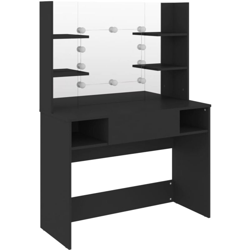 

vidaXL Tocador de maquillaje con luces LED MDF negro 100x40x135 cm - Negro