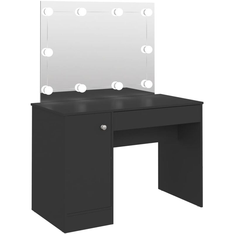 

vidaXL Tocador de maquillaje con luces LED MDF negro 110x55x145 cm - Negro