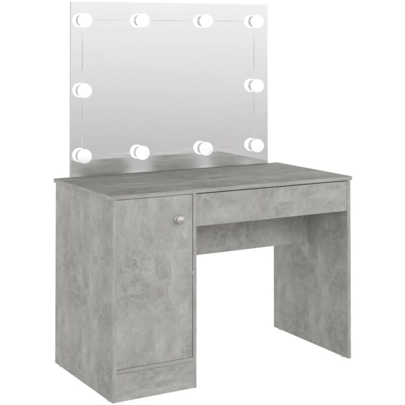 

vidaXL Tocador de maquillaje luces LED MDF gris hormigón 110x55x145 cm - Gris