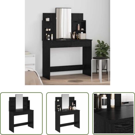 vidaXL Tocador moderno -  Mesa de Vestir con Espejo Roble Negro 96 x 39 x 142 cm