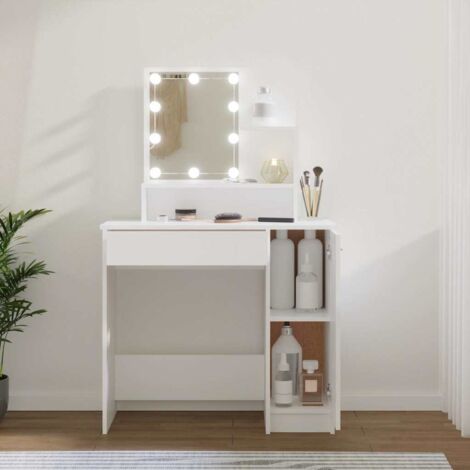 vidaXL Toeletta con LED Bianca 86,5x35x136 cm
