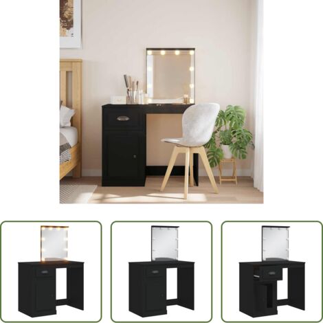 vidaXL Toeletta con luci -  Toeletta con Luci LED Nera 90x42x132,5 cm