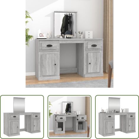 vidaXL Toeletta con specchio - Toeletta con Specchio Grigio Sonoma 130x50x132,5 cm
