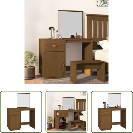 vidaXL Toeletta in legno massello -  Toeletta Marrone Ambrato 95x50x134 cm in Legno Massello di Pino