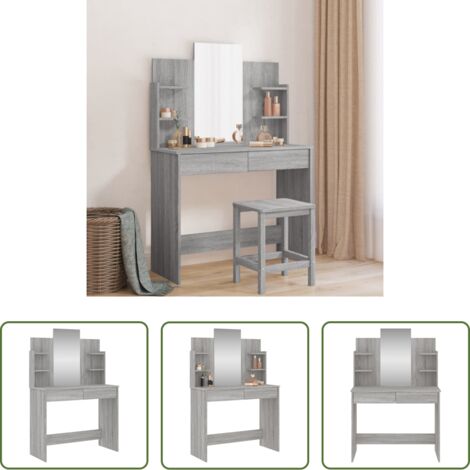 vidaXL Toeletta -  Toeletta con Specchio Grigio Sonoma 96x39x142 cm