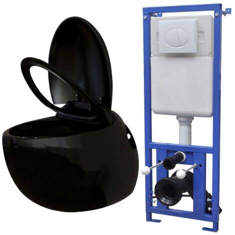 Toilette murale avec réservoir caché Design d'œuf Noir