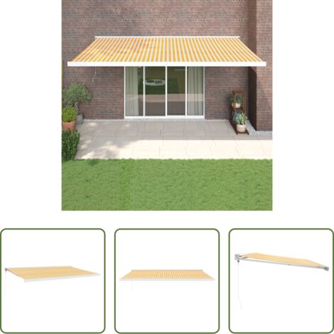 vidaXL Toldo aluminio -  Toldo retráctil aluminio y tela amarillo y blanco 5x3 m