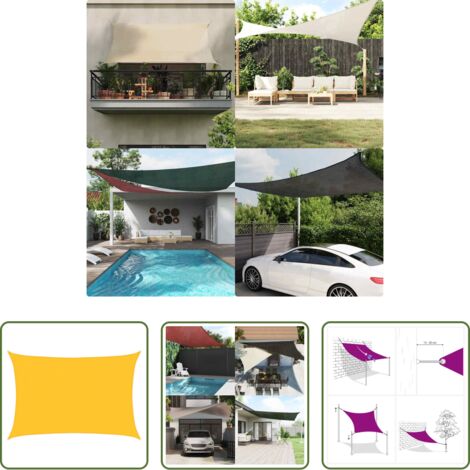 vidaXL Toldo amarillo -  Toldo de vela rectangular HDPE amarillo 160 g/m² 5x7 m