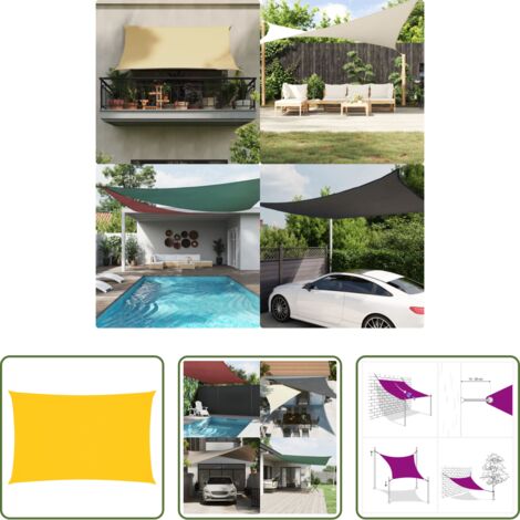 vidaXL Toldo amarillo - Toldo de vela rectangular tela Oxford amarillo 2x5 m