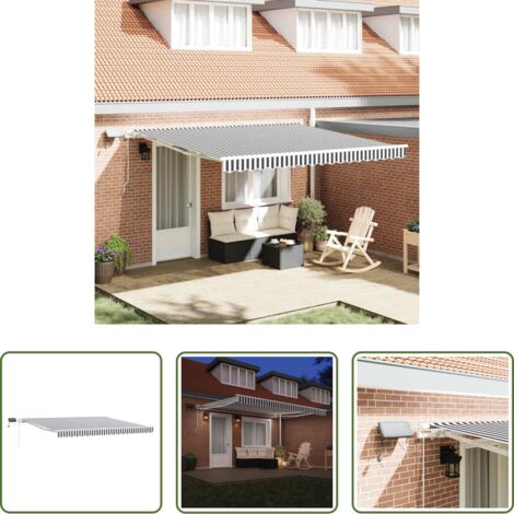 vidaXL Toldo anti-UV -  Toldo retráctil manual con luz LED antracita y blanco 400x300cm