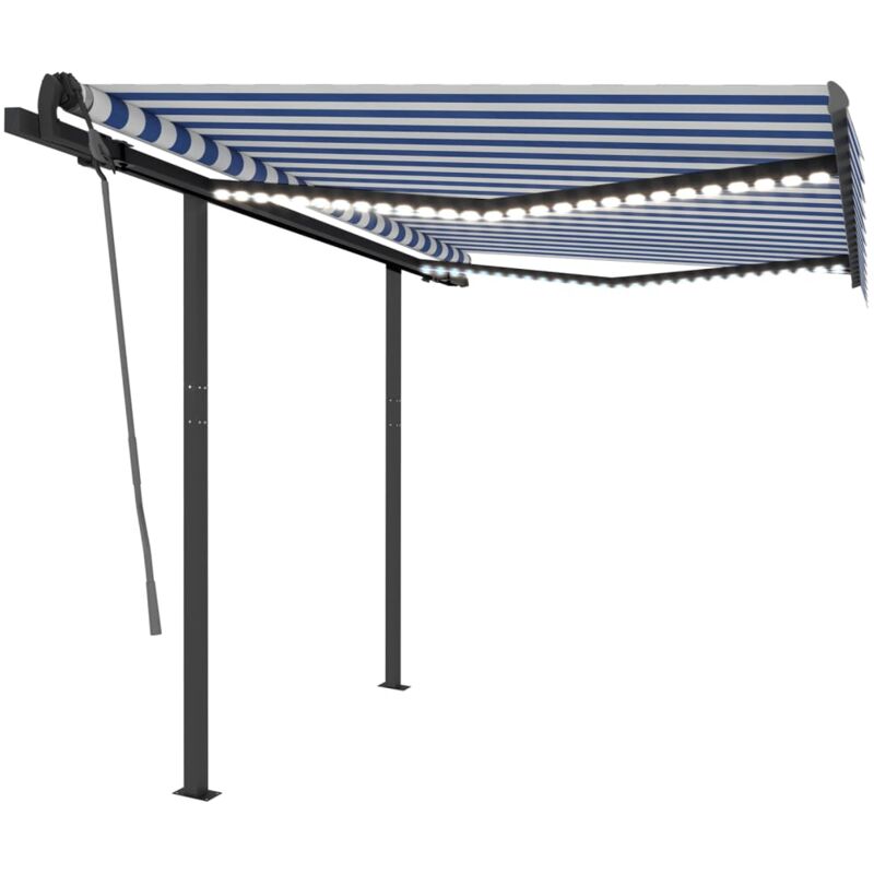 

Toldo automático con LED sensor de viento azul y blanco 3x2,5 m - Azul - Vidaxl