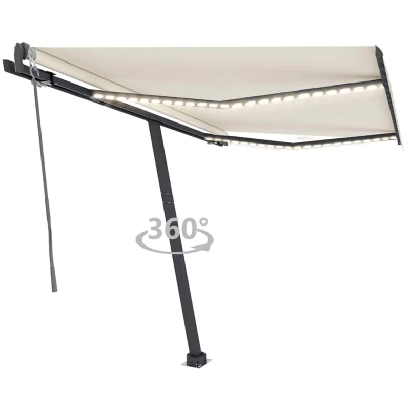 

vidaXL Toldo automático con LED sensor de viento color crema 300x250cm - Crema
