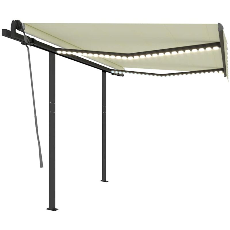 

Toldo automático con LED y sensor de viento color crema 3x2,5 m - Crema - Vidaxl