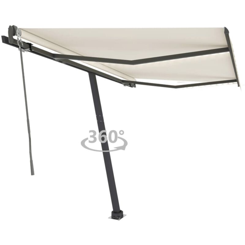 

vidaXL Toldo automático con LED y sensor de viento crema 350x250 cm - Crema