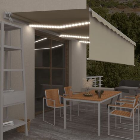 vidaXL Toldo automático con persiana LED sensor de viento crema 6x3 m