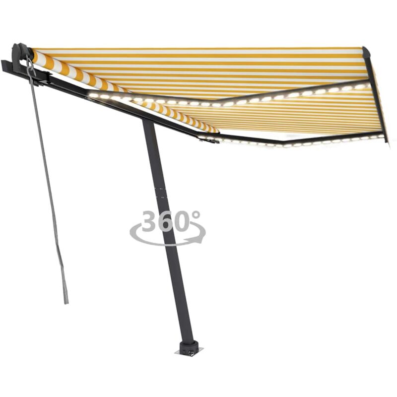 

Toldo automático LED sensor de viento amarillo blanco 350x250cm - Amarillo - Vidaxl