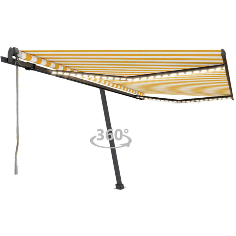

Toldo automático LED sensor de viento amarillo blanco 400x350cm - Amarillo - Vidaxl