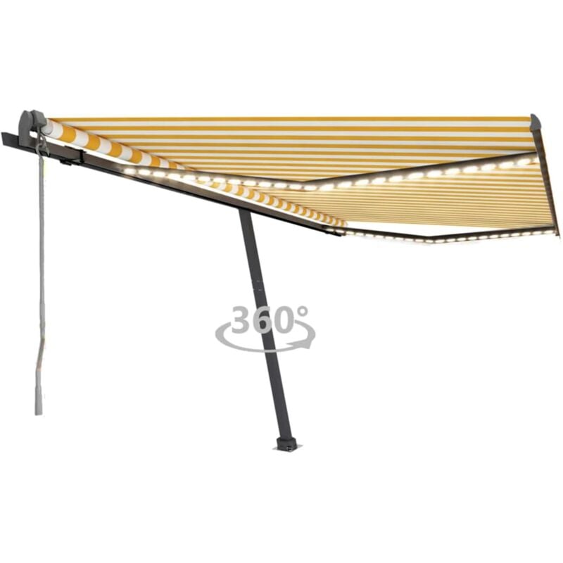 

Toldo automático LED sensor de viento amarillo blanco 450x300cm - Amarillo - Vidaxl
