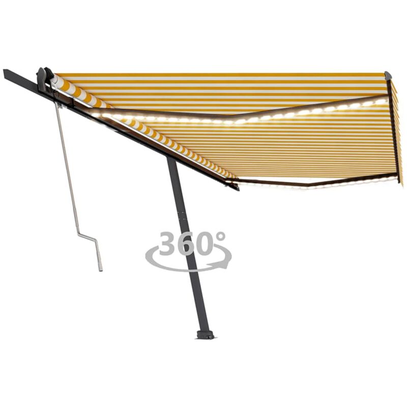 

vidaXL Toldo automático LED sensor de viento amarillo blanco 500x350cm - Amarillo