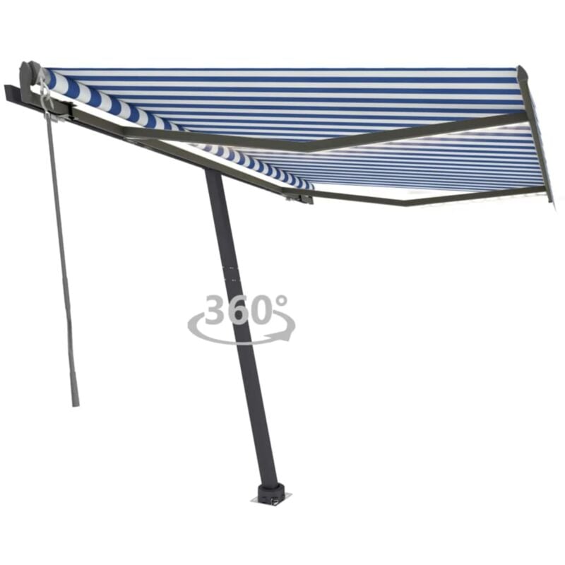 

Toldo automático LED sensor de viento azul y blanco 350x250 cm - Azul - Vidaxl