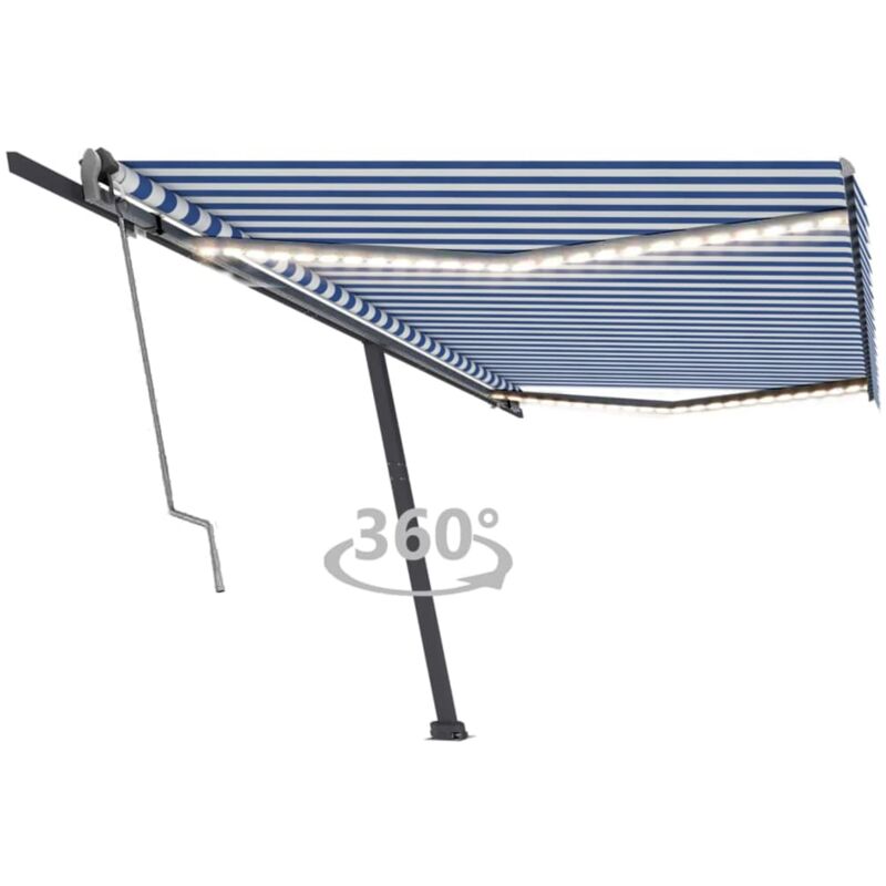 

vidaXL Toldo automático LED sensor de viento azul y blanco 500x300 cm - Azul